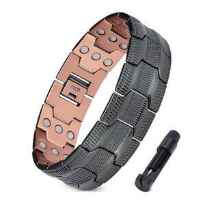 Mens Pure Copper Magnetic Bracelet Adjustable 3800 Gauss Therapy